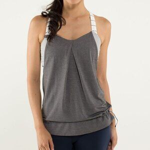 Lululemon Rest Less Tank - 8 Heathered Soot Light/Hyper Stripe Angel Wing